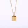 NS1233 Dainty18K IP Gold Plated Stainless Steel Stamped Birth Month Flower Bouquet Rectangle Medal Necklace For Women
