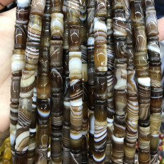 AB0817 brown striped agate bone beads,vintage brown banded agate bamboo joint beads,mala focal beads