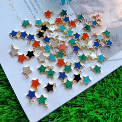 JF7340 Dainty Mini 18k Gold Plated Gemstone Stone Star Moon Crescent Charm Pendants