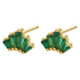 EC1775 Tiny Mini 18k Gold Plated Baguette CZ Diamond Bear Stud Earrings - Dainty Minimalist Cubic Zirconia Earrings