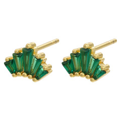 EC1775 Tiny Mini 18k Gold Plated Baguette CZ Diamond Bear Stud Earrings - Dainty Minimalist Cubic Zirconia Earrings