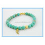 BRW4217 Fashion Small Gold Angel Wing Charm Bracelet Jewelry, Turquoise Beaded Bracelet With Wing