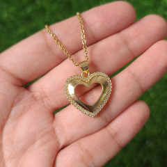 NZ1299  Fashion 18k Gold Hollow Star Heart Shaped Moon Crescent and Star Celestial Jewelry Necklace