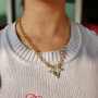 New Spring Jewelry Chic Dainty Cubic Zirconia CZ Micro Pave Carabiner Clasp Buckle Lock Pendant Necklace