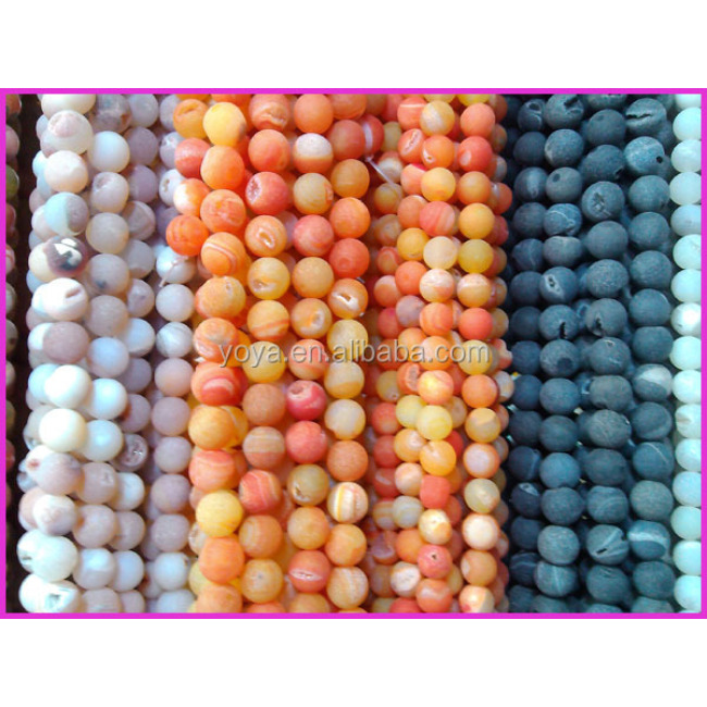 AB0223 Hot sale Geode druzy Agate stone beads,frosted matte ice agate beads, gemstone beads
