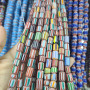 GP0900 Vintage Nepali Chevron Glass Drum Beads, Boho Jewelry Making Supply Boho Spacer Beads
