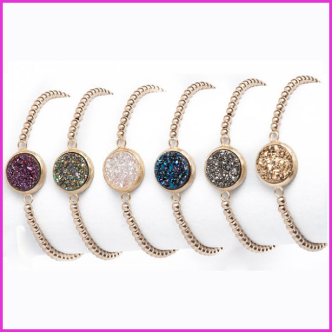 BRH1201 New Style Small Rose Gold Brass Beaded Bracelet,Round Quartz Bracelet For Women