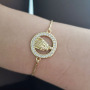 BC1300 Dainty Trendy 18k Gold plated CZ Paved Blessed Mother Virgin Mary Charm Adjustable Stacking Bracelets