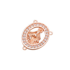 CZ8072 Hotsale Dainty Gold Plated CZ Zircon Micro Blessed Mother Mary Saint Pendant Connectors with 3 Bail Loops