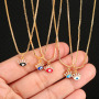 NZ1155 Chic Dainty Tiny Enamel Gold Plated Zircon Diamond CZ Micro Paved Evil Eyes Charm Chain Protection necklace