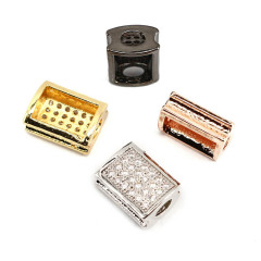 CZ7328 Wholesale CZ Micro Pave Rectangle Bead Flat Rectangle Spacer Beads,Clear CZ Spacer Charms For Bracelet DIY Findings
