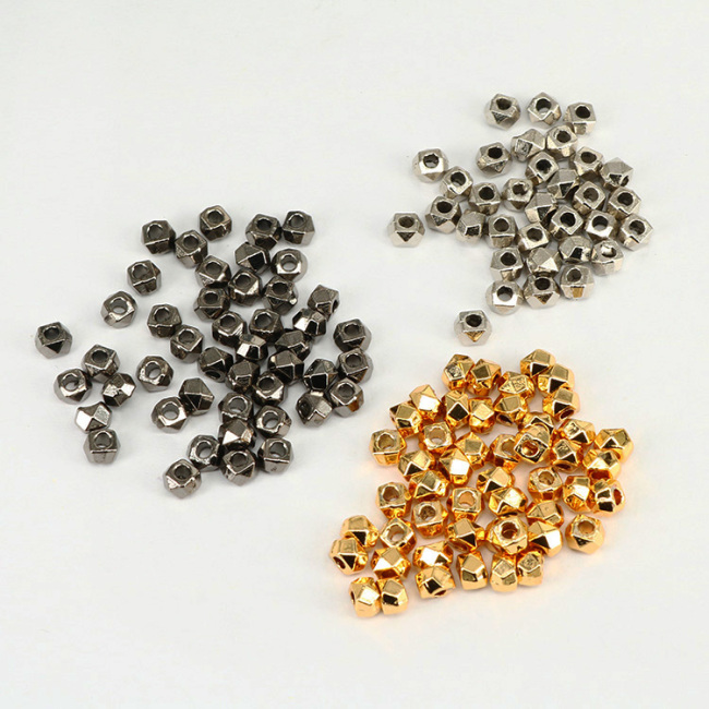JF8298 Small Tiny Gold Metal Faceted Nugget Beads,Square Cube Spacer Beads