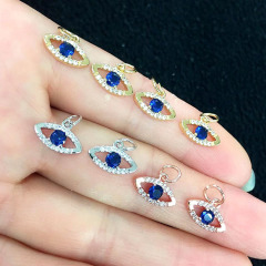 CZ8214 Mini Jewelry Supplies CZ Micro Pave Evil Eyes Charms,Tiny Small CZ Diamond Blue Evil Eyes Charms for Jewelry making