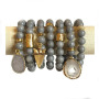 BRB1385 Fashion Gold Plated Hammered Tube Bracelets,Grey Jade Beaded Bracelet with Arrowhead charm