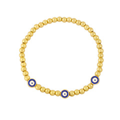 BM1056 Chic Tiny Gold Beaded White Shell Colorful Enamel Evil Eyes Beaded Elastic Bracelets for Ladies