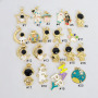 JS1634 18K Gold Plated brass enamel Black White People Astronaut Spacemen Charm,  rocketman charms Pendants