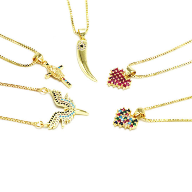 NZ1269 Dainty Gold Plated CZ Micro pave Angel Archangel Wings Protection Necklace
