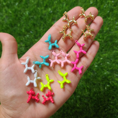 JS1554 New Fashion Multicolor Cute Colorful Rainbow Enamel Brass Metal Balloon Puppy Poodle Dog Charm Pendants