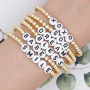 BM1015 Dainty Tiny Gold Beaded Personalized Custom Name Initial Letter Bracelets