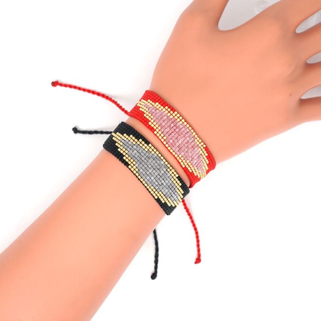 BG1091 Black Red Chic Loom Miyuki Seed Beads Bracelet Good Luck Evil Turkish Eye Adjustable Amulet Charm Bracelet