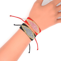 BG1091 Black Red Chic Loom Miyuki Seed Beads Bracelet Good Luck Evil Turkish Eye Adjustable Amulet Charm Bracelet BG1091 Black Red Chic Loom Miyuki Seed Beads Bracelet Good Luck Evil Turkish Eye Adjustable Amulet Charm Bracelet