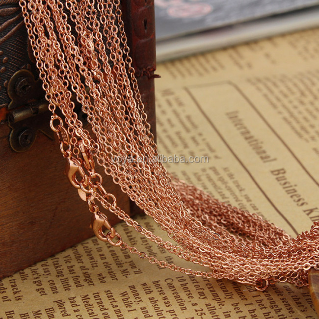 BC1155 Fashion Thiny Rose Gold Plated Cable O Oval Chain Necklace with Clasp