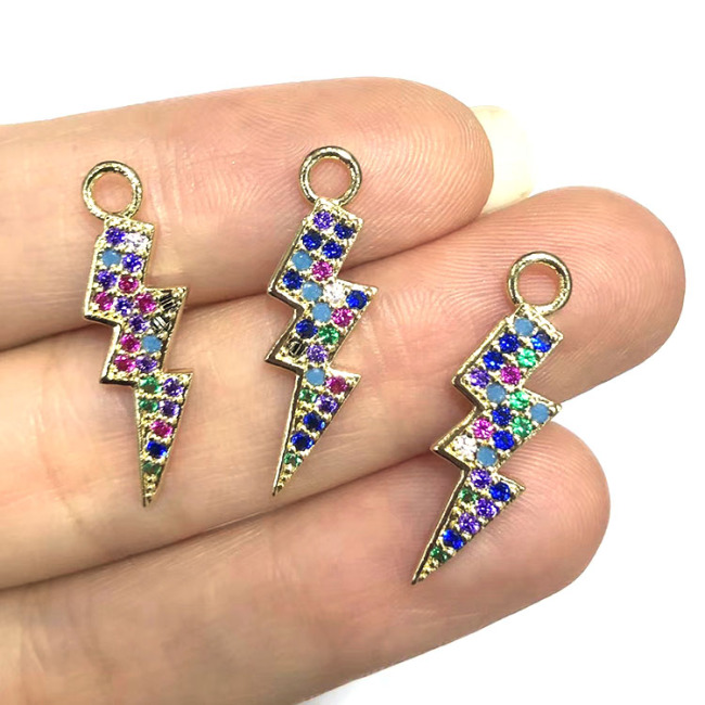 CZ7824 CZ Thunder Lightning Bolt Charm, Diamond CZ Pave Thunder lightning Sign Pendant