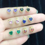 CZ8326 New Dainty Rainbow  Jewelry supplies minimal Mini CZ Pave Heart Charm,Small Diamond Cubic Zirconia Heart Charms