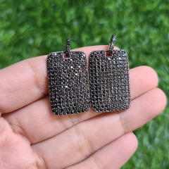 CZ6494 Wholesale black cz micro cz pave rectangle tag charm pendant for necklace,cz micro pave dog tag pendant