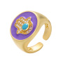 RM1239 gold plated Brass Metal Rainbow enamel CZ diamond micro pave hand adjustable cuff Rings