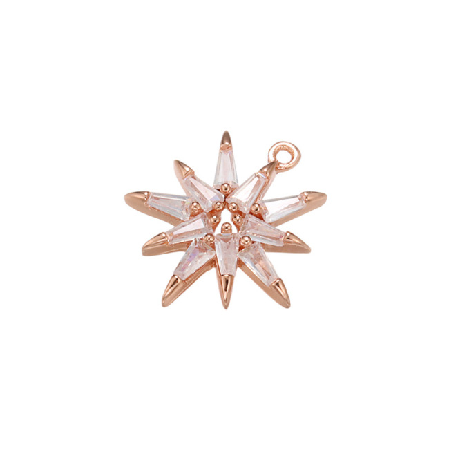 CZ7881 Chic Diamond Jewelry Charm CZ Micro Pave Flower Petal Charm Pendants