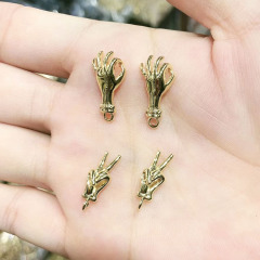 JS1618 New Dainty 18K Gold Plated Hand Gesture V Sign ,Ok Okey Sign Charm Pendants for Jewelry Making