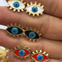 EC1205 Popular New 2019 Fall Enamel Gold Plated Evil Turkish Eye Stud Designer Earrings
