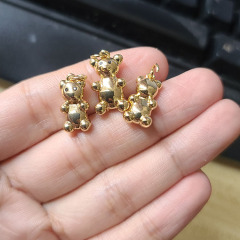CZ8535 new Small Mini 18K Gold Plated brass Cubic Zirconia diamond micro Pave Cute bear Charm Pendant