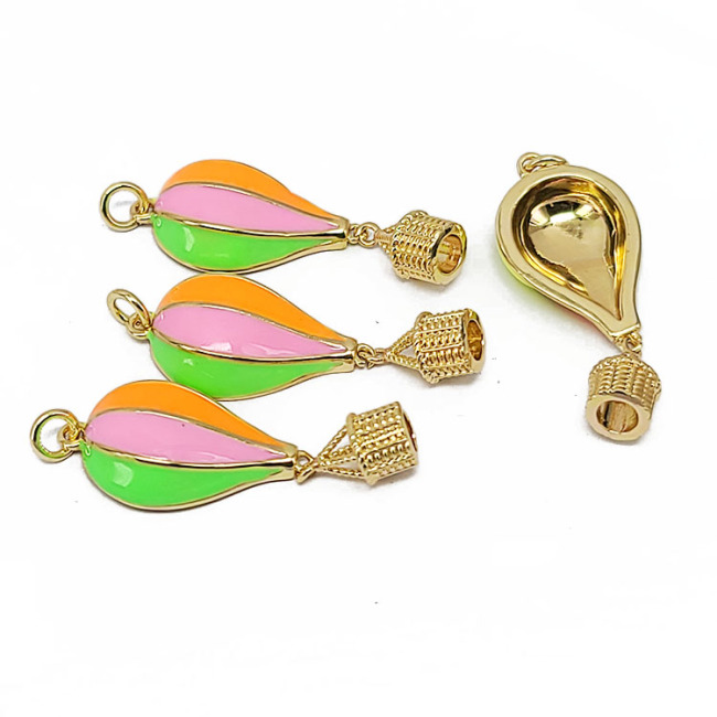 JS1580 Gold Plated Enamel Rainbow Colorful Balloon Pendant, Hot Air Balloon Pendants