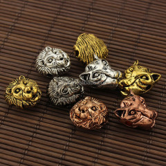 JFA1010 Fashion style antique silver gold rose gold plated zinc alloy animal head metal lion head beads