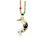 NM1242 Fashion Black White Enamel Space astronauts Pendant Rainbow Enamel Gold Plated Stainless Steel Chain Necklace