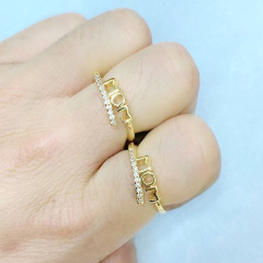 RM1178 Dainty Gold Plated Diamond CZ Micro Pave Heart Mom Stackable Rings for Ladies