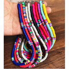 NC1084 Bohemia Colorful Polymer Clay Disc Heishi Beads Choker Necklace for Women Girls