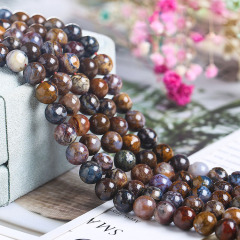 SB7179 Genuine Natural Gemstone Pietersite Round Jewelry Beads