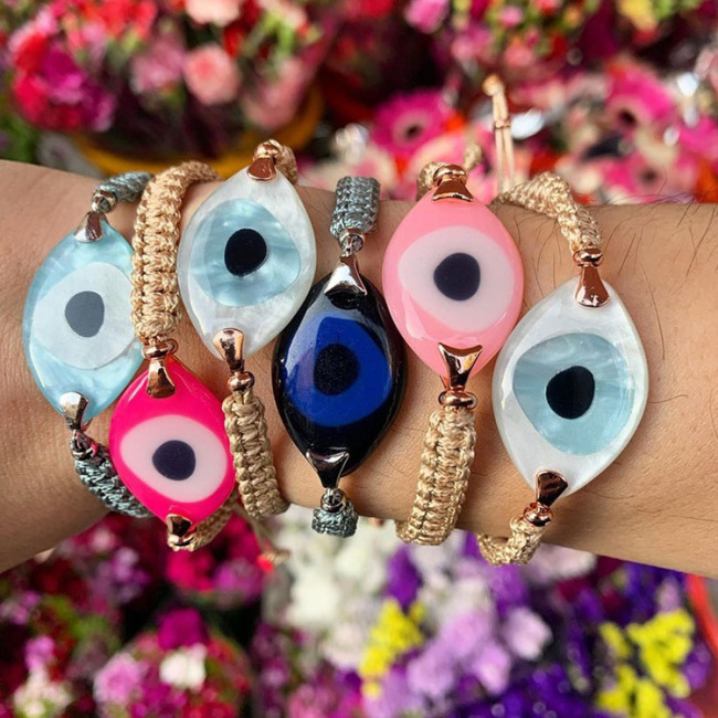 BG1100 Fashion Handmade Large Turkey Evil Eyes Macrame Bracelet,Protector Bracelet Jewelry for Lovers gift
