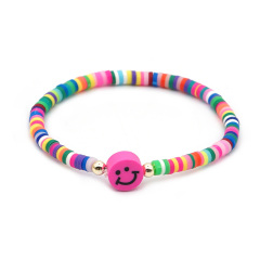 BP1024 rainbow brass beaded hand chain tiny mini smiley charm bracelet for ladies' gifts BP1024 rainbow brass beaded hand chain tiny mini smiley charm bracelet for ladies' gifts