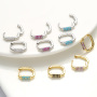 EC1752 Trendy Colour Enamel Rectangle Gold Cuff Ladies Earring ,Fashion Earrings Chunky Thick  Hoop CZ Pave Earrings For Women