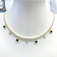 NZ1253 fashion minimal heart charm diamond women necklace,trendy dainty mini cz paved heart ladies necklace