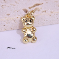 CZ8535 new Small Mini 18K Gold Plated brass Cubic Zirconia diamond micro Pave Cute bear Charm Pendant