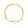 BB1024  Fashion Gold plated copper bead ladies pearl bracelet ,trendy 4mm tiny brass bead charm cross women  bracelet