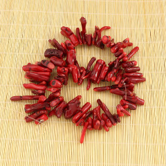 CB8020 red coral stick branch beads