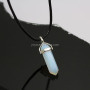NE2318 Black leather cord chain choker with hexagonal crystal pendant,gemstone point pendant necklace
