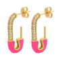 EC1754 New Arrival Colour Enamel  18K Gold stud Ladies Earrings,Fashion Earrings Chunky Thick  CZ Pave Earrings For Women