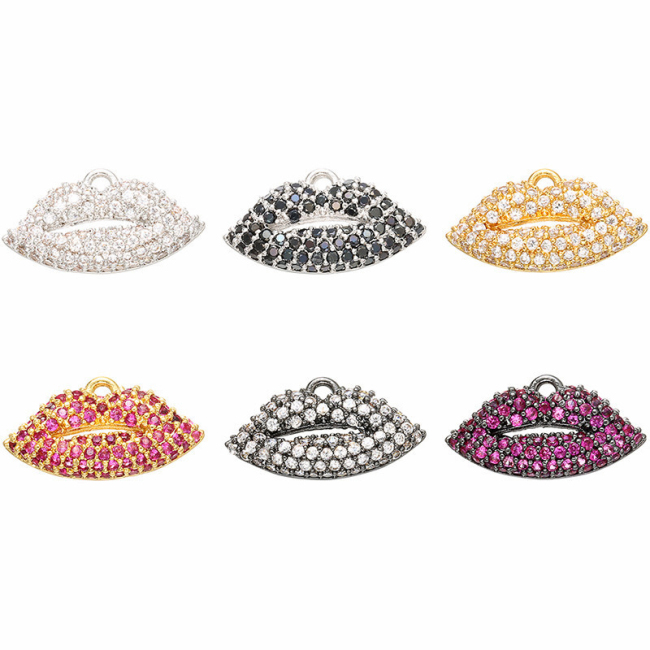 CZ7775 Cute CZ Micro pave Lip Charm Pendants